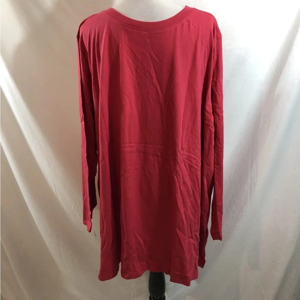 Roaman’s Pink/Rose long Sleeve V Neck Top - Womens 5X, Bust 35”, Length 33.5” - Picture 2 of 6